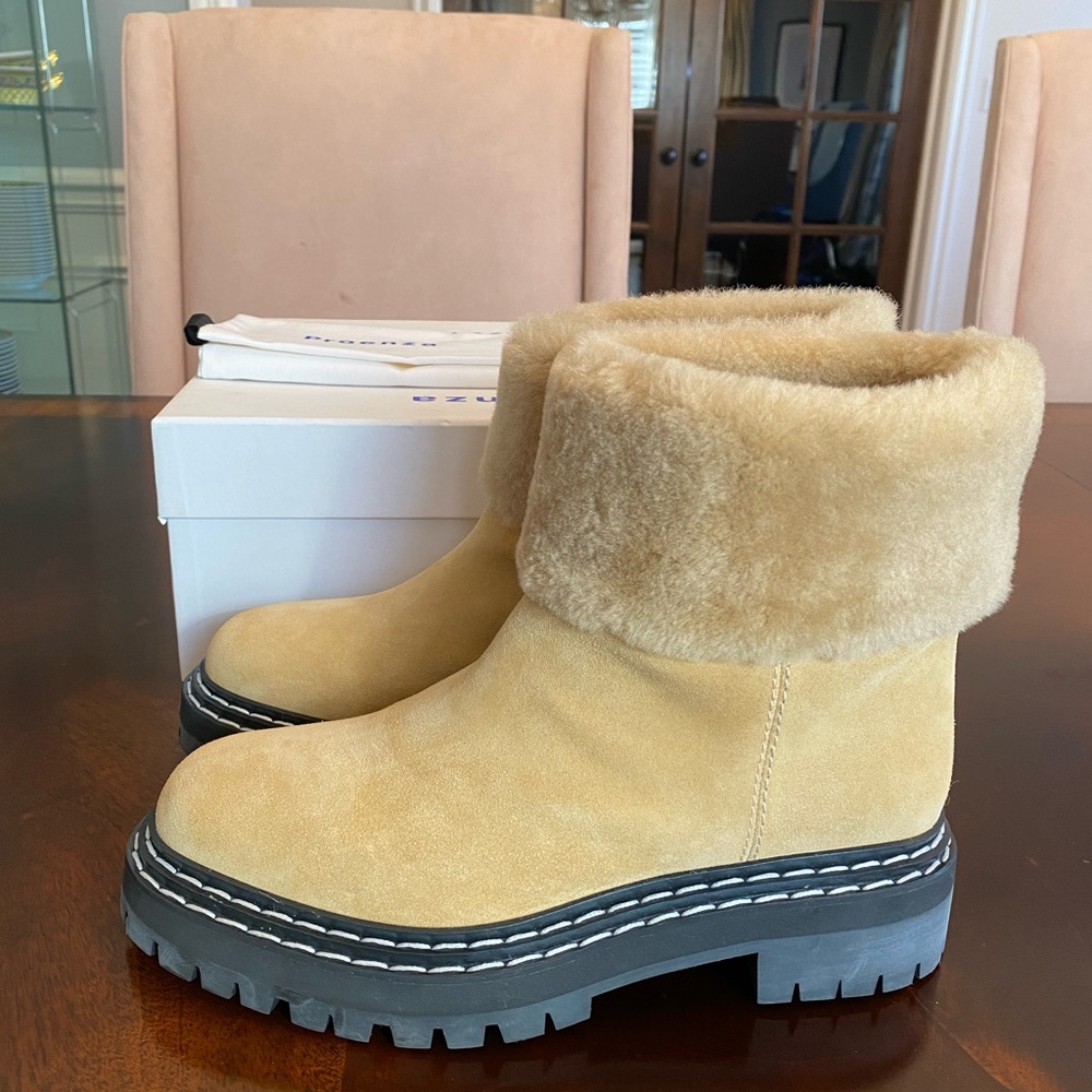 Proenza Schouler Beige Suede Shearling Boots 39 $995